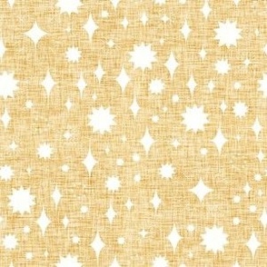 small - starry stars - linen texture - gold 1