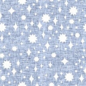 small - starry stars - linen texture - slate