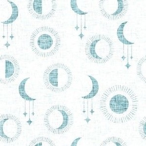 small medium moony moons - linen texture - white forest