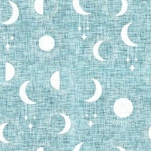 small moony moons - linen texture - forest