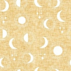 small moony moons - linen texture - gold