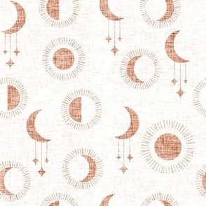 small moony moons - linen texture - white copper