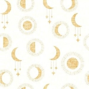 small moony moons - linen texture - white gold