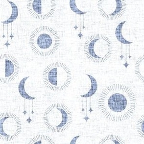 small moony moons - linen texture - white slate