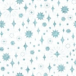 small starry stars - linen texture - white forest