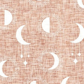 medium moony moons - linen texture - copper