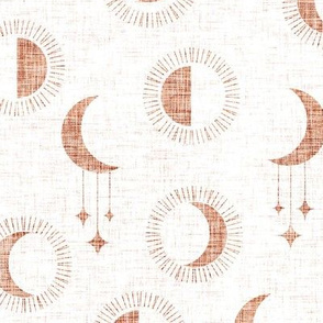 medium moony moons - linen texture - white copper