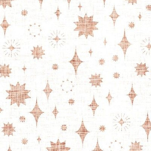 medium starry stars - linen texture - white copper