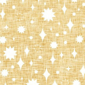 medium - starry stars - linen texture - gold 1