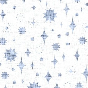 medium starry stars - linen texture - white slate