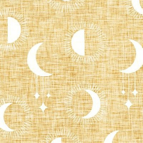 medium moony moons - linen texture - gold