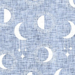 medium moony moons - linen texture - slate