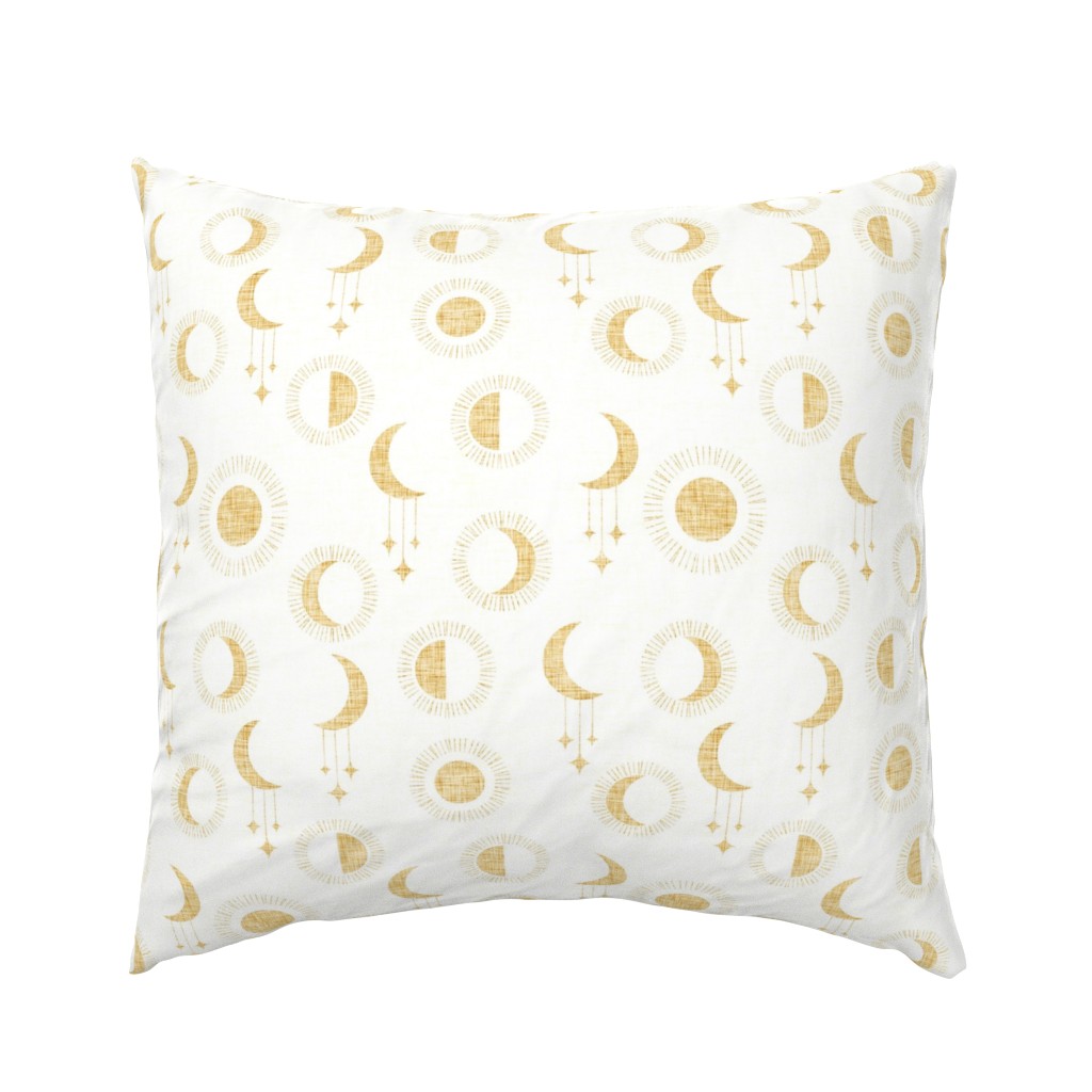 medium moony moons - linen texture - white gold