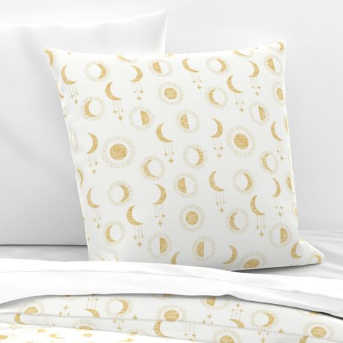 medium moony moons - linen texture - white gold