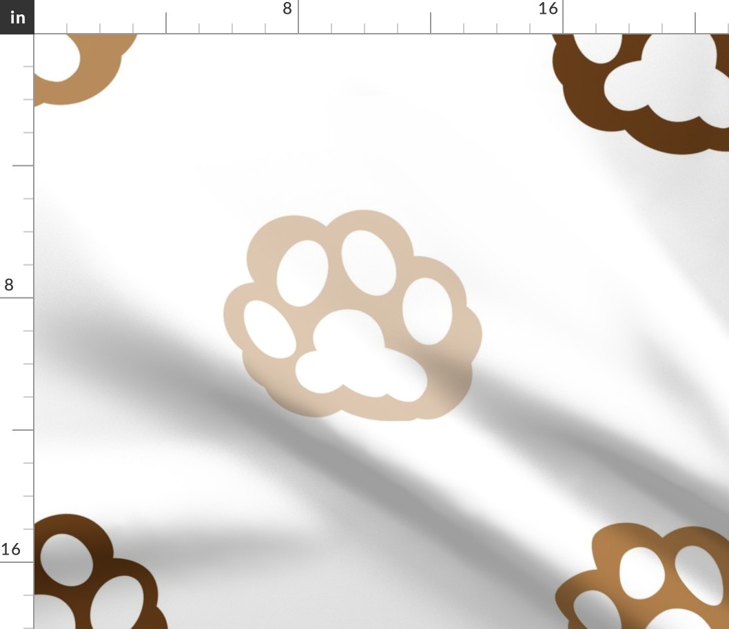 Cat hand print brown paw print for fabric design vector pattern