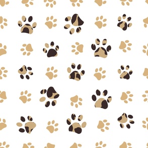Paw print with leopard prints fabric design pattern background