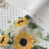 medium watercolor sunflowers // black dots