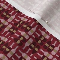 Wine Bottle Pattern on Red - small / tiny