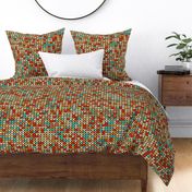 Mid-century retro knit random red teal orange