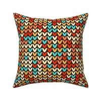 Mid-century retro knit random red teal orange