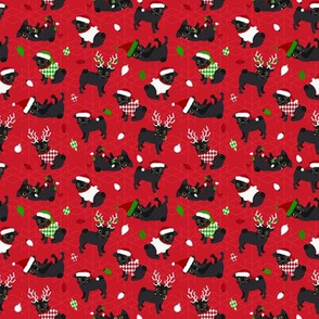 Black Pug Christmas Red Small