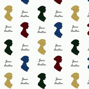 Jane Austen Silhouette Pattern White