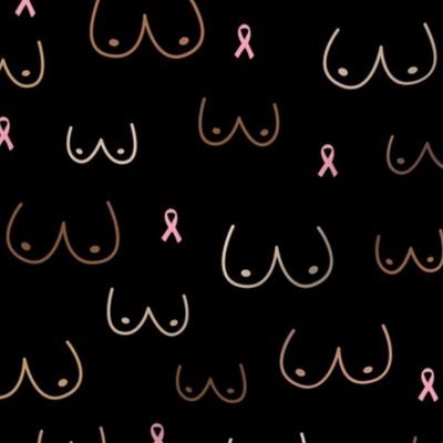 Boobs and ribbons breast cancer awareness month black multi cultural diversity black