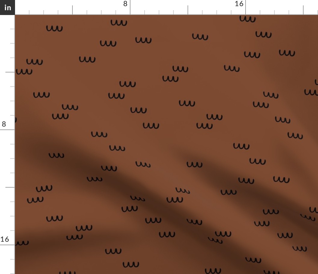 The minimalist curvy waves ocean abstract Scandinavian modern style neutral nursery chocolate brown 