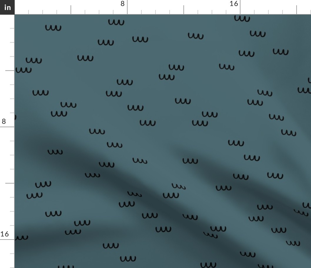 The minimalist curvy waves ocean abstract Scandinavian modern style neutral nursery midnight blue