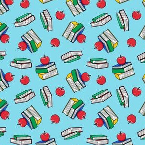 (small scale) books with apples - back to school teacher - blue - LAD20