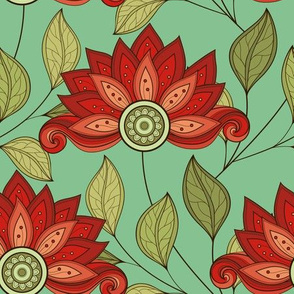 9 inch Floral pattern with abstract flowers f1_8-4