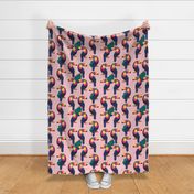 Colorful Toucans- light pinkbackground-ch