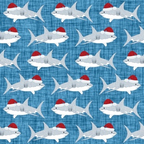 Shark Santa Blue Fabric Look Background