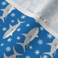 Shark Snowflake Blue Background Christmas Winter Holiday