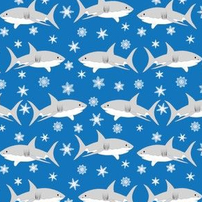 Shark Snowflake Blue Background Christmas Winter Holiday
