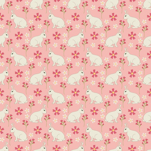 Pink Bunny Rabbit Floral