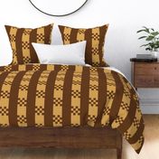 JP22 - Pecan Praline Art Deco Checked Stripes in Brown and Gold
