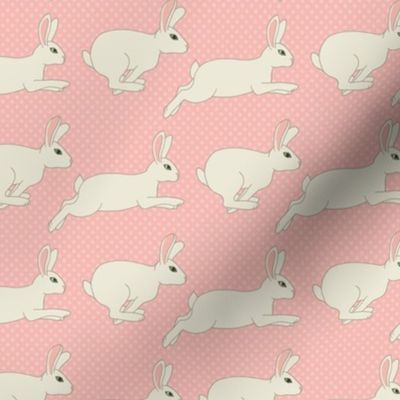 Spring Bunnies on Pink - Small