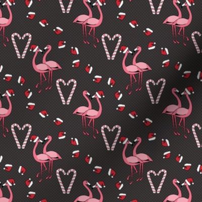 Small Christmas Flamingos on Black