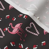 Small Christmas Flamingos on Black