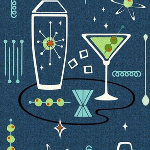 Atomic Martinis and Shakers on Blue ©studioxtine