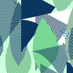 striped abstracts - navy mint green