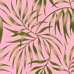 Palm Leaf - Green Pink