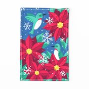 Hummingbirds & Poinsettias Tea Towel