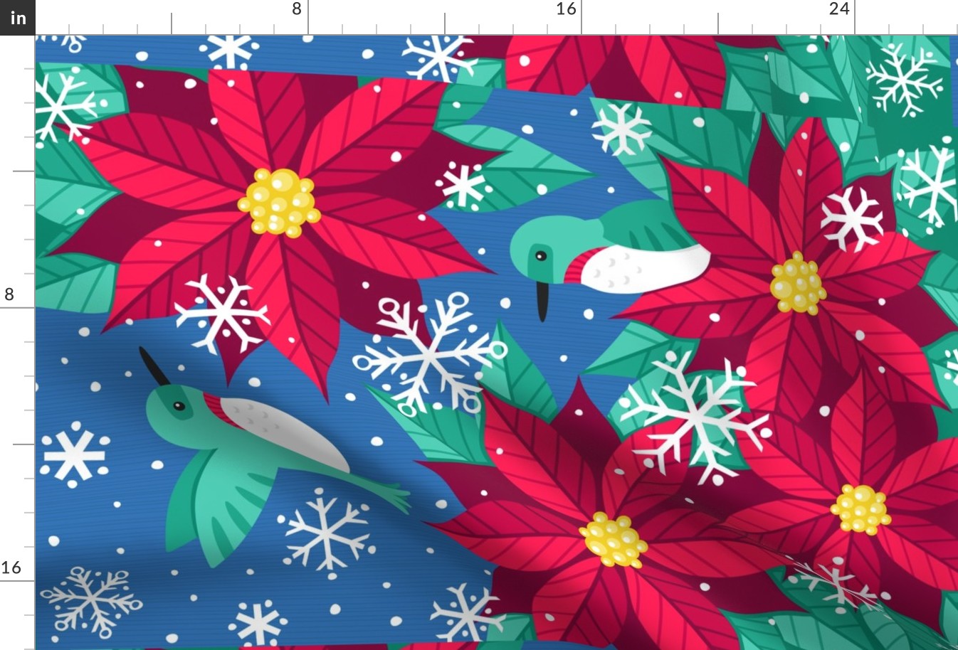 Hummingbirds & Poinsettias Tea Towel