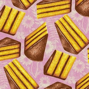 Retro Piece of Cake - Golden Yellow, Chocolate Brown and Textured Dusty Pink 