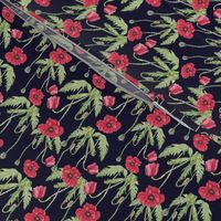 Poppy Flowers Pattern Dark