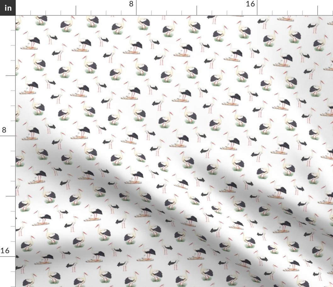 Stork Pattern On White