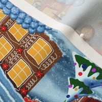 Christmas Eve in the Gingerbread Village Tea Towel 