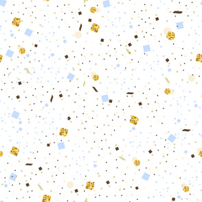 Glitter gold circle and polka dots, squares, sprinkles